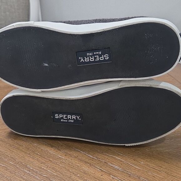Sperry Seacoast Charcoal Soft Wool Flannel Boat Shoes 8.5 - Picture 7 of 9